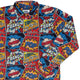 Pop Art Comic Book Red Long Sleeve Button Up Shirt Geek Nerd adult sizing FLOW DESC WRITING