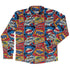 Pop Art Comic Book Red Long Sleeve Button Up Shirt Geek Nerd adult sizing FLOW DESC WRITING