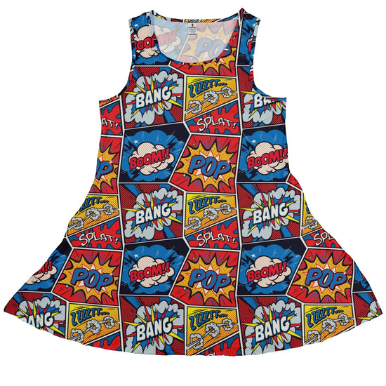 Pop Art Comic Book Red Dress Geek Nerd adult sizing
