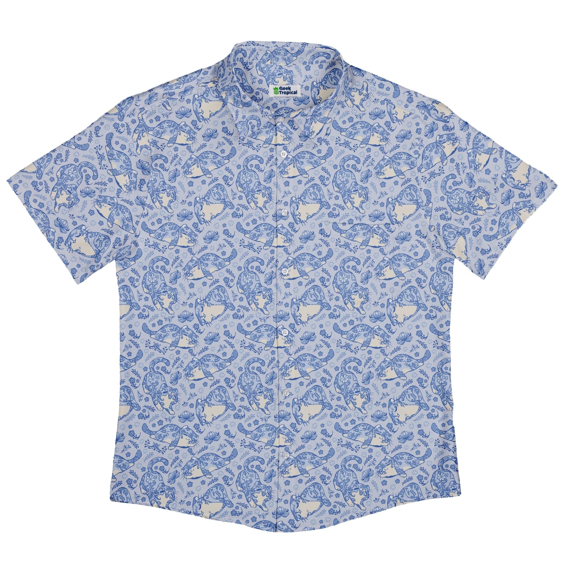 Porcelain Tigers Button Up Shirt Geek Nerd 0925 adult sizing All Adult Button Up Shirts