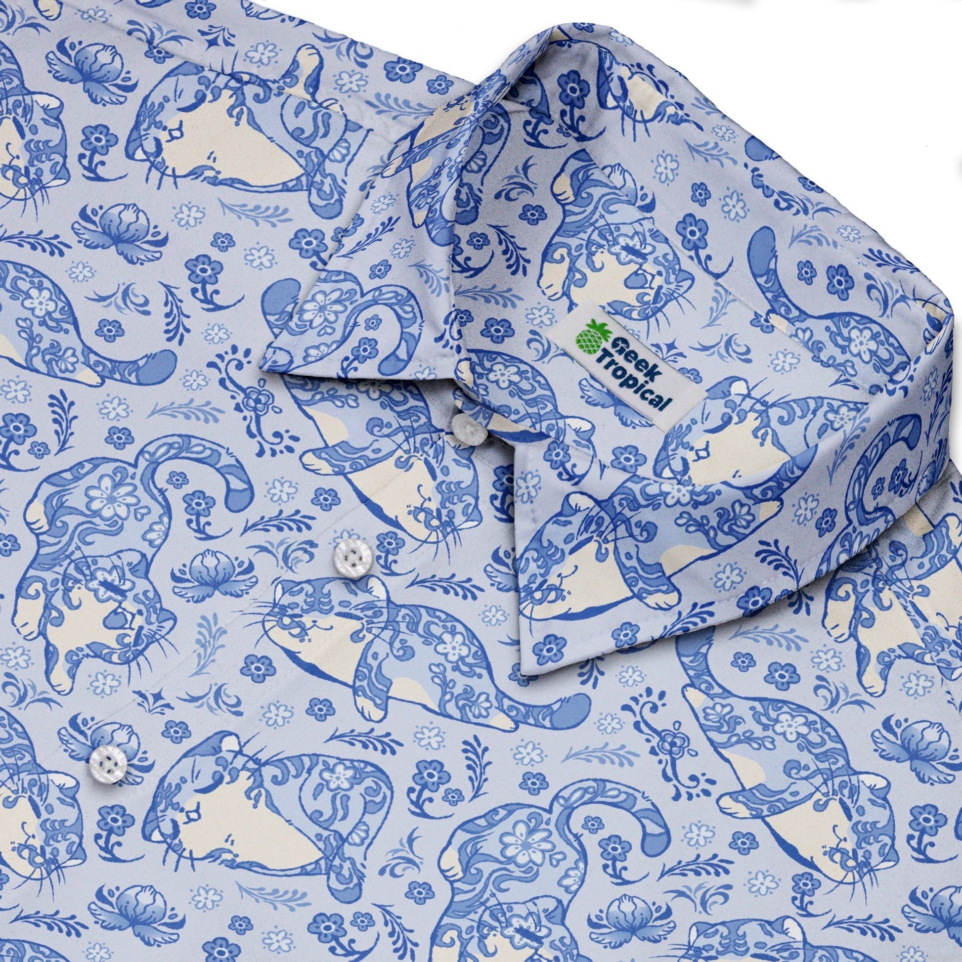 Porcelain Tigers Button Up Shirt Geek Nerd 0925 adult sizing All Adult Button Up Shirts