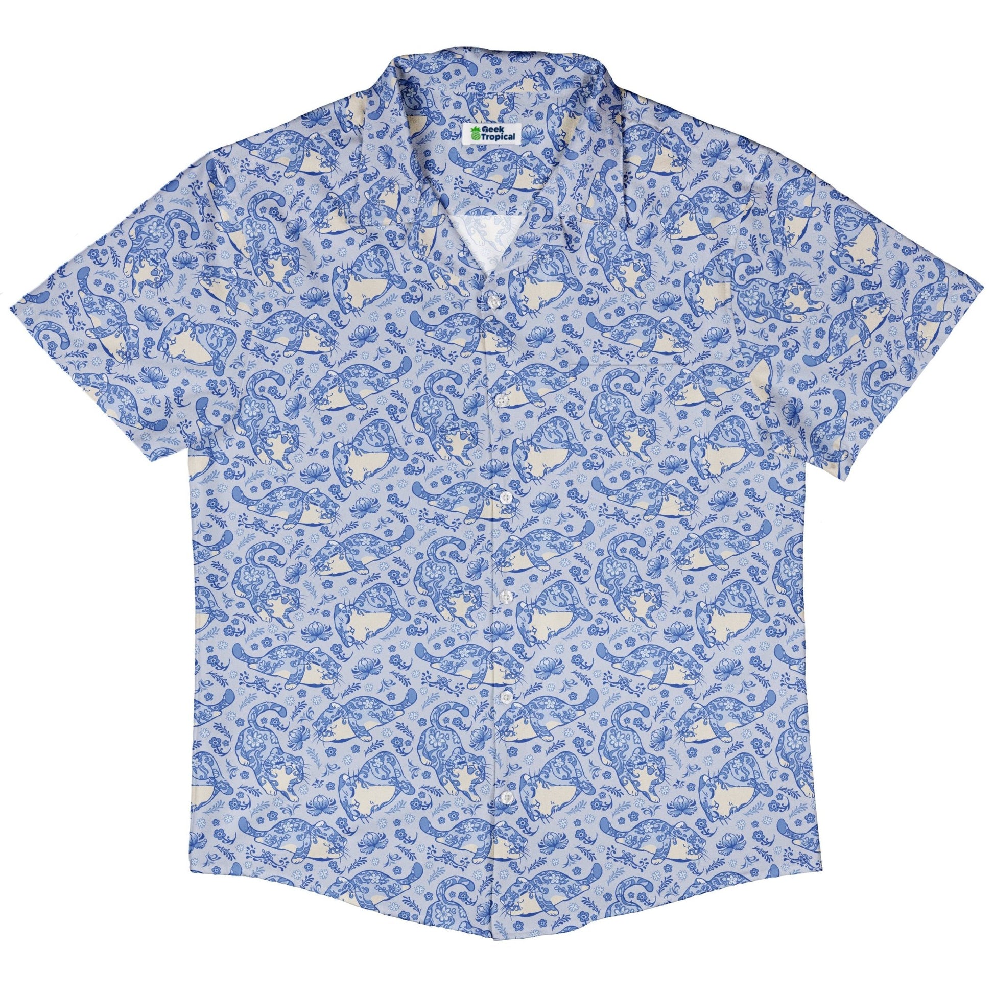 Porcelain Tigers Button Up Shirt Geek Nerd 0925 adult sizing All Adult Button Up Shirts