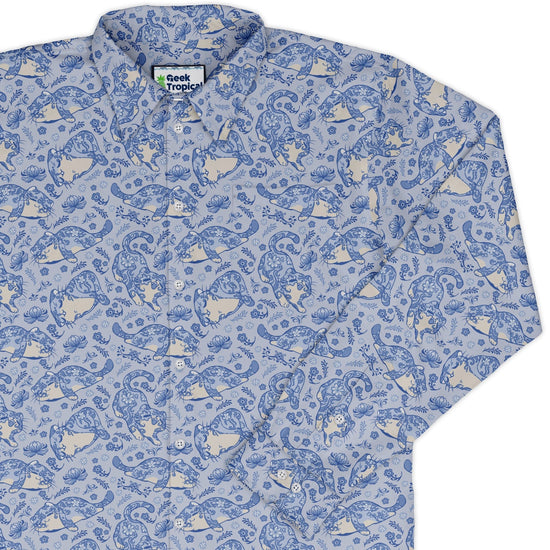 Porcelain Tigers Long Sleeve Button Up Shirt Geek Nerd 0925 adult sizing All Adult Button Up Shirts