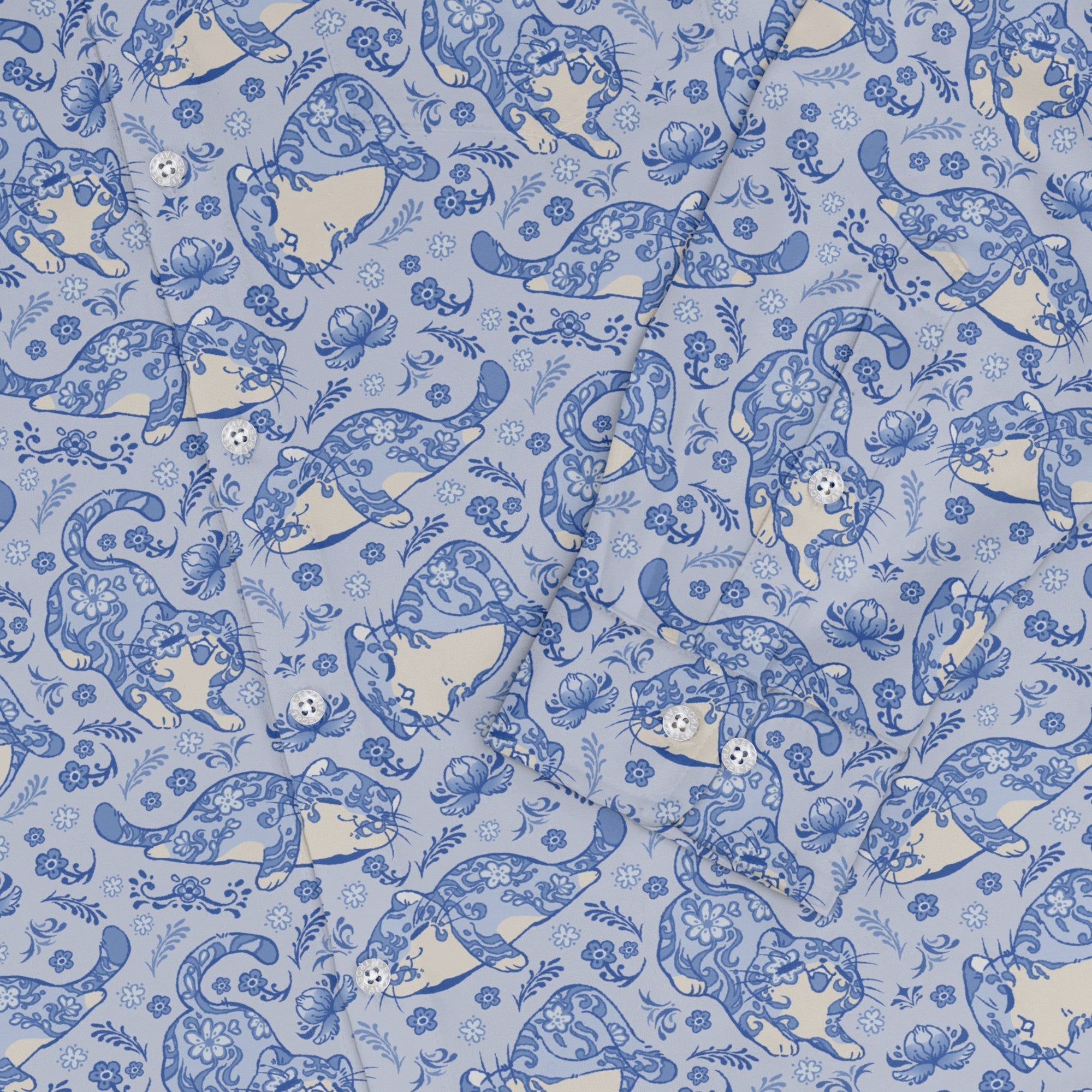 Porcelain Tigers Long Sleeve Button Up Shirt Geek Nerd 0925 adult sizing All Adult Button Up Shirts