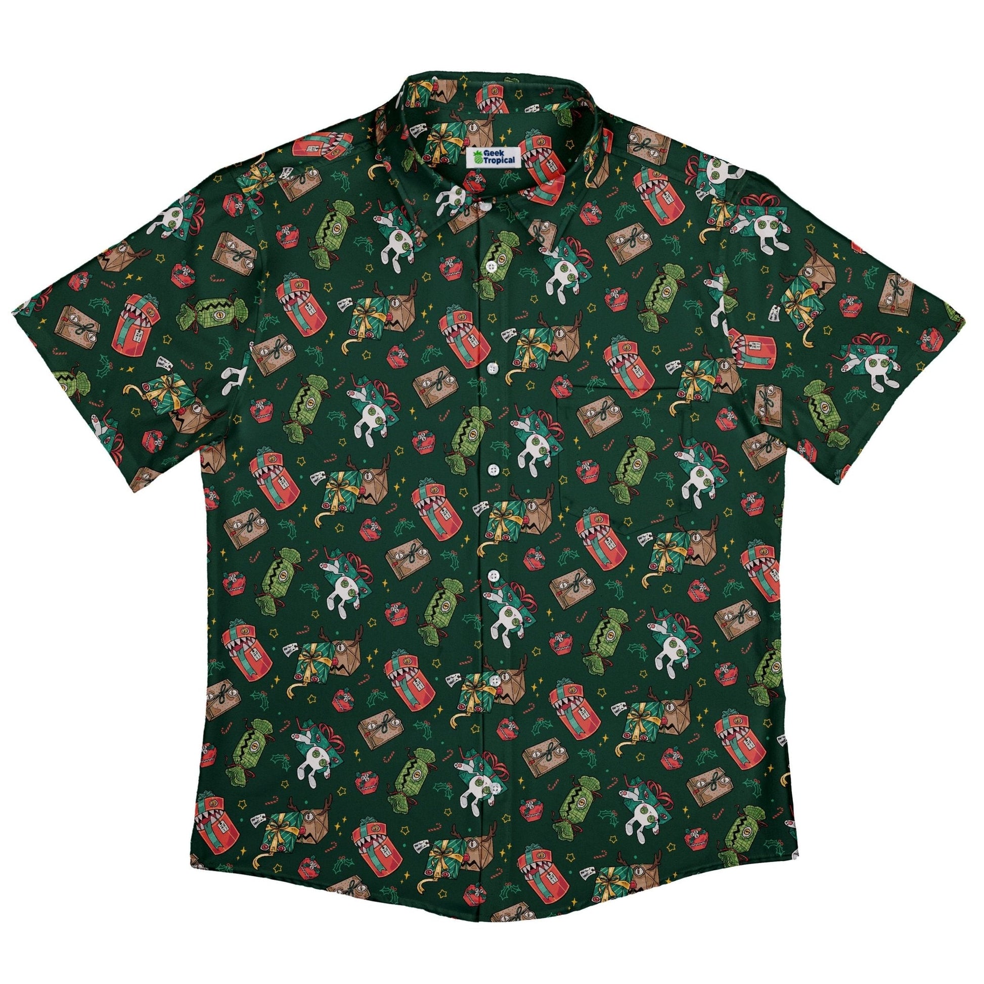 Clearance Ready-to-Ship Present Mimics Green Button Up Shirt