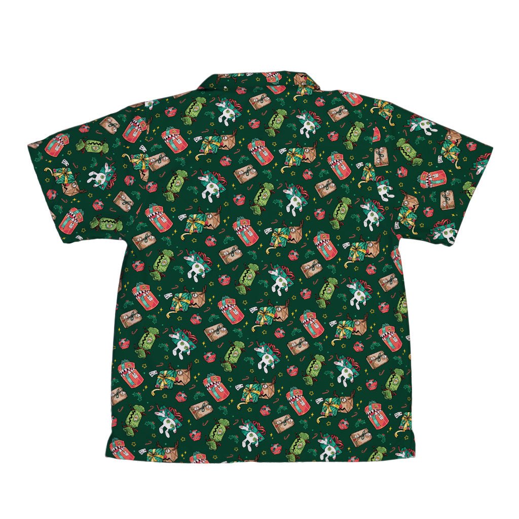 Present Mimics Green Youth Hawaiian Shirt Geek Nerd Christmas Print Design by Ardi Tong q4