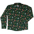 Present Mimics Green Long Sleeve Button Up Shirt Geek Nerd adult sizing Christmas Print Design by Ardi Tong