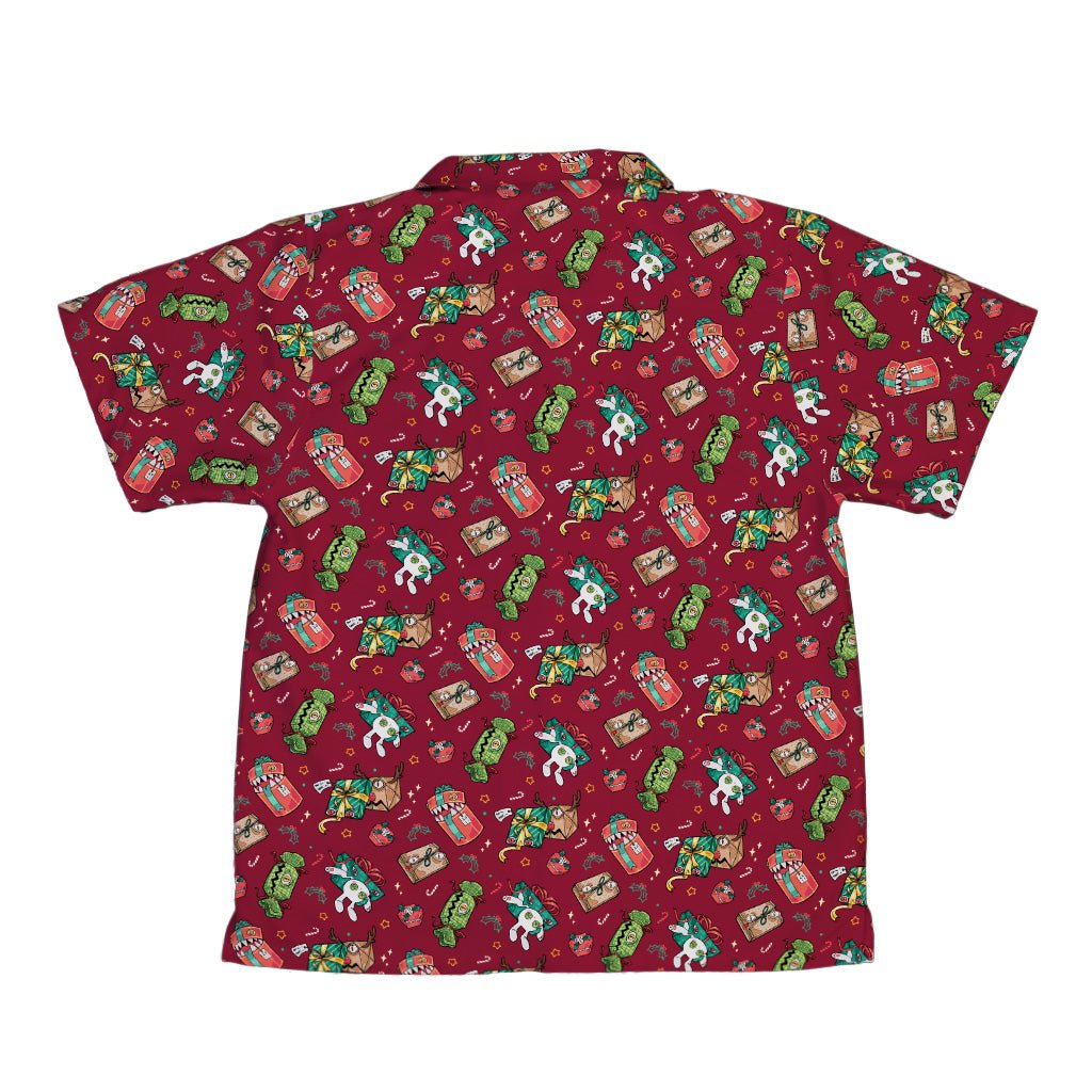 Present Mimics Red Youth Hawaiian Shirt Geek Nerd Christmas Print Design by Ardi Tong q4