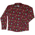 Present Mimics Red Long Sleeve Button Up Shirt Geek Nerd adult sizing Christmas Print Design by Ardi Tong