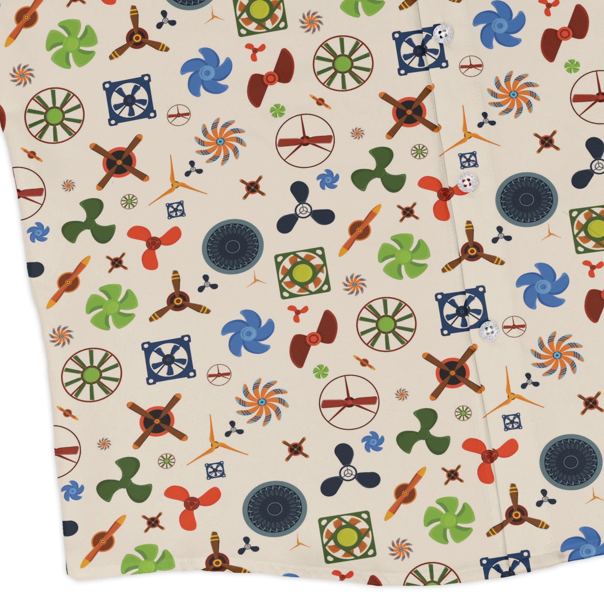 Propeller Party Tan Aviation Long Sleeve Button Up Shirt Geek Nerd adult sizing aviation print FLOW DESC WRITING