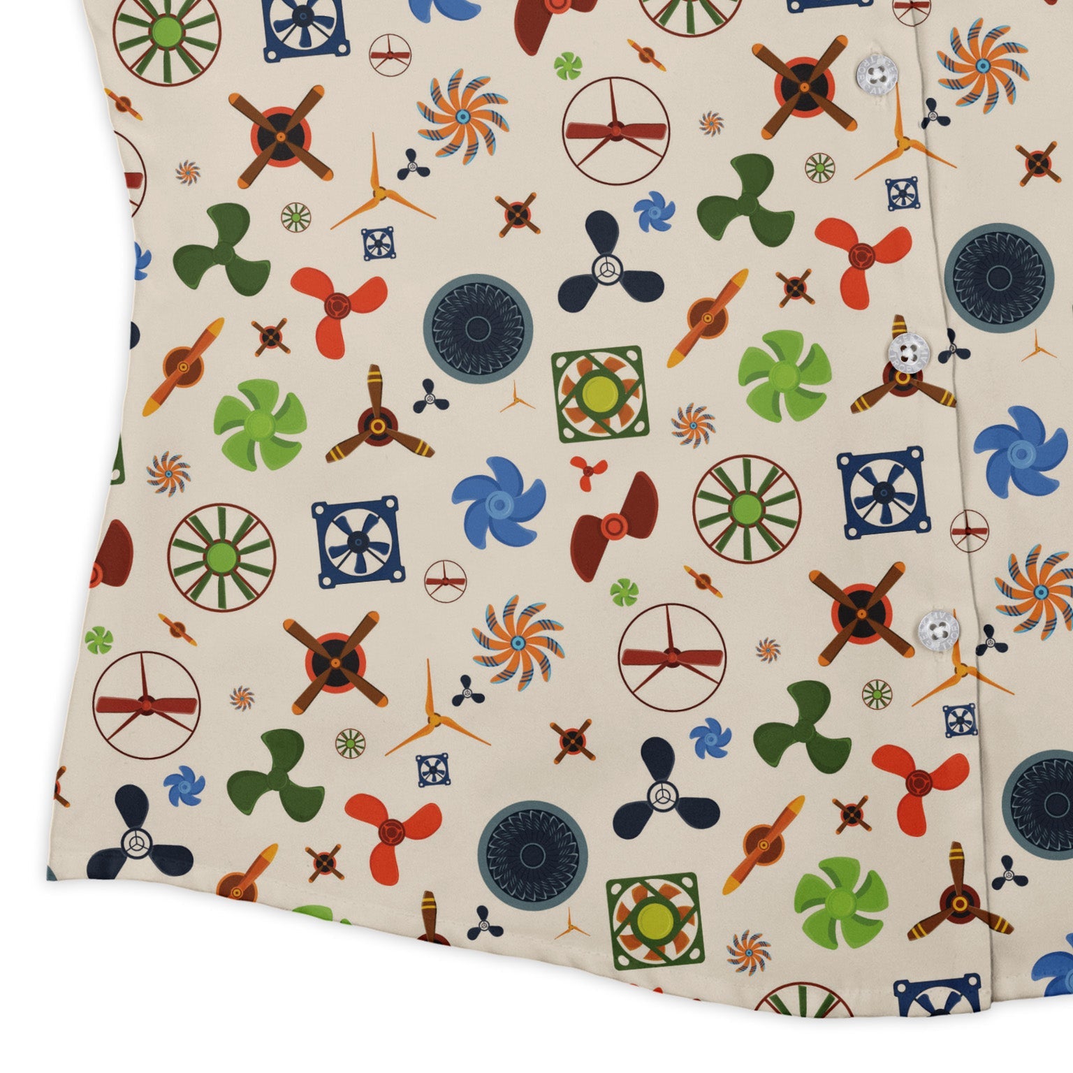Propeller Party Tan Aviation Curvy Button Up Shirt Geek Nerd aviation print Simple Patterns women