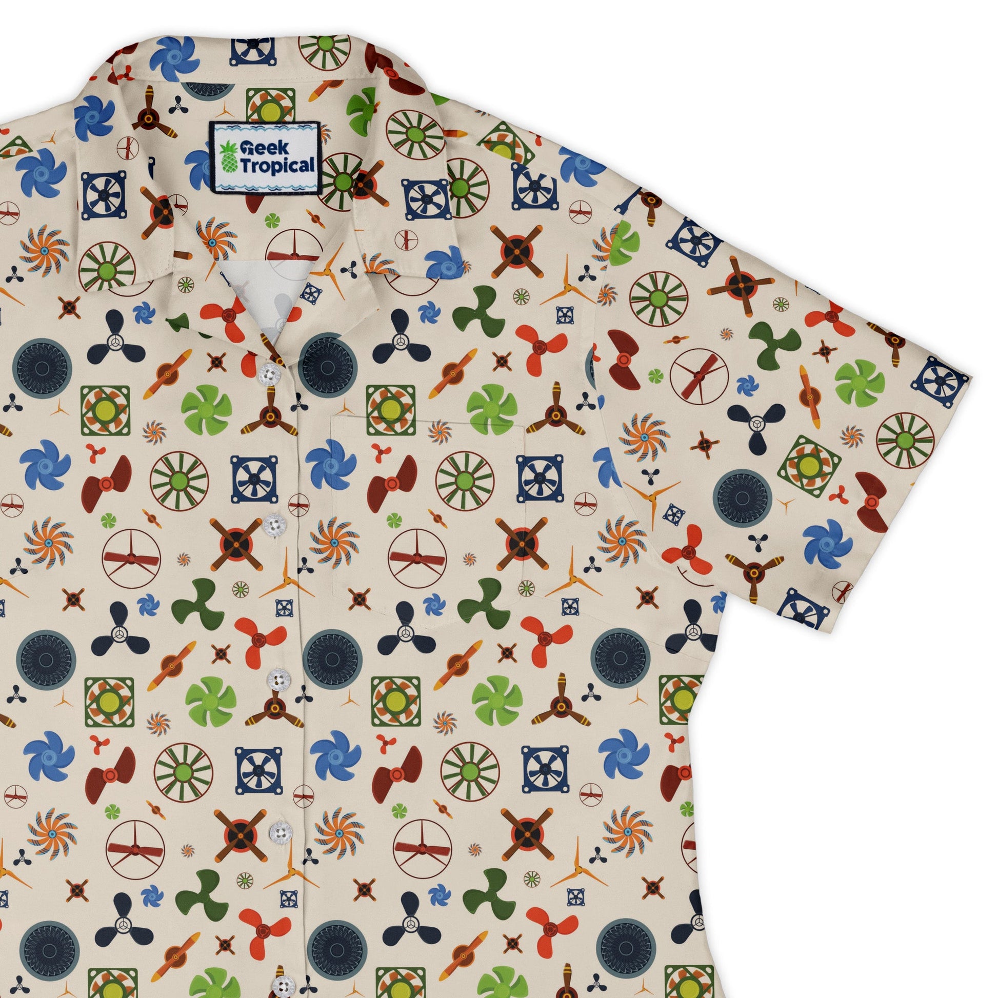 Propeller Party Tan Aviation Curvy Button Up Shirt Geek Nerd aviation print Simple Patterns women