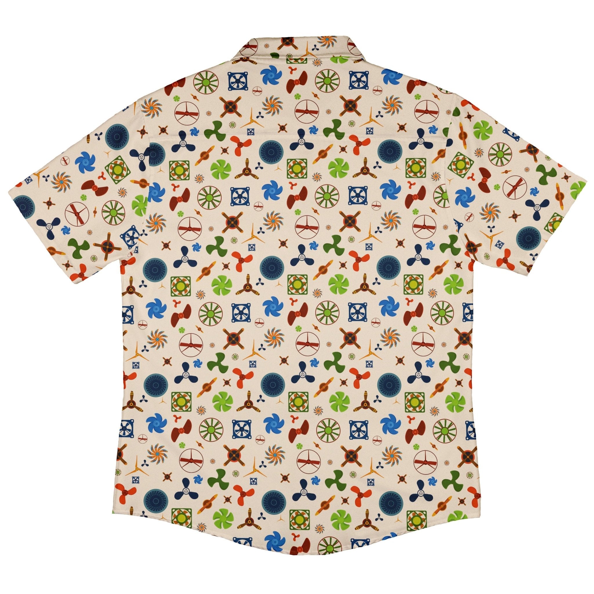 Propeller Party Tan Aviation Button Up Shirt - adult sizing - aviation print - Simple Patterns