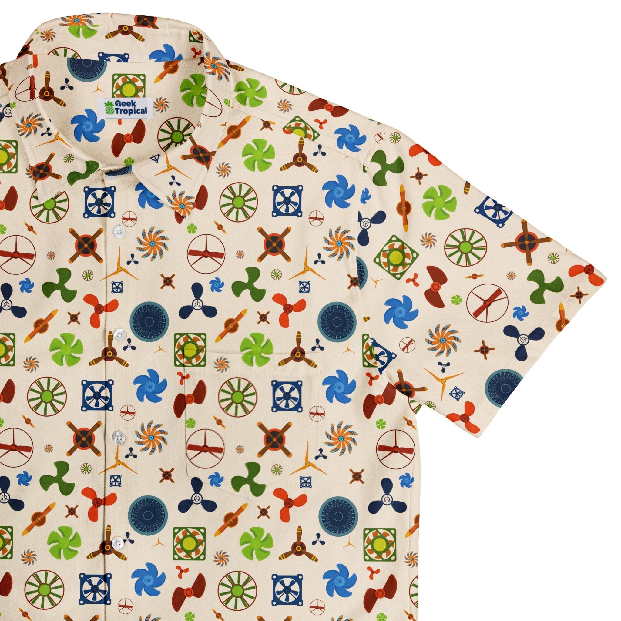 Propeller Party Tan Aviation Button Up Shirt - adult sizing - aviation print - Simple Patterns