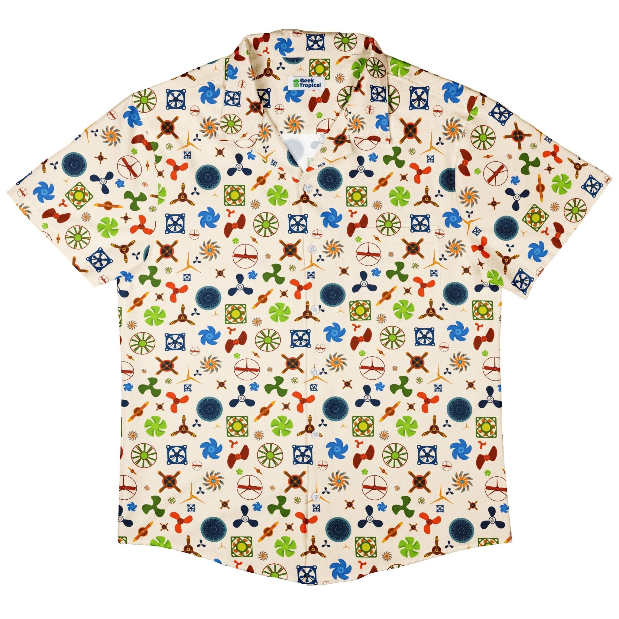 Propeller Party Tan Aviation Button Up Shirt - adult sizing - aviation print - Simple Patterns