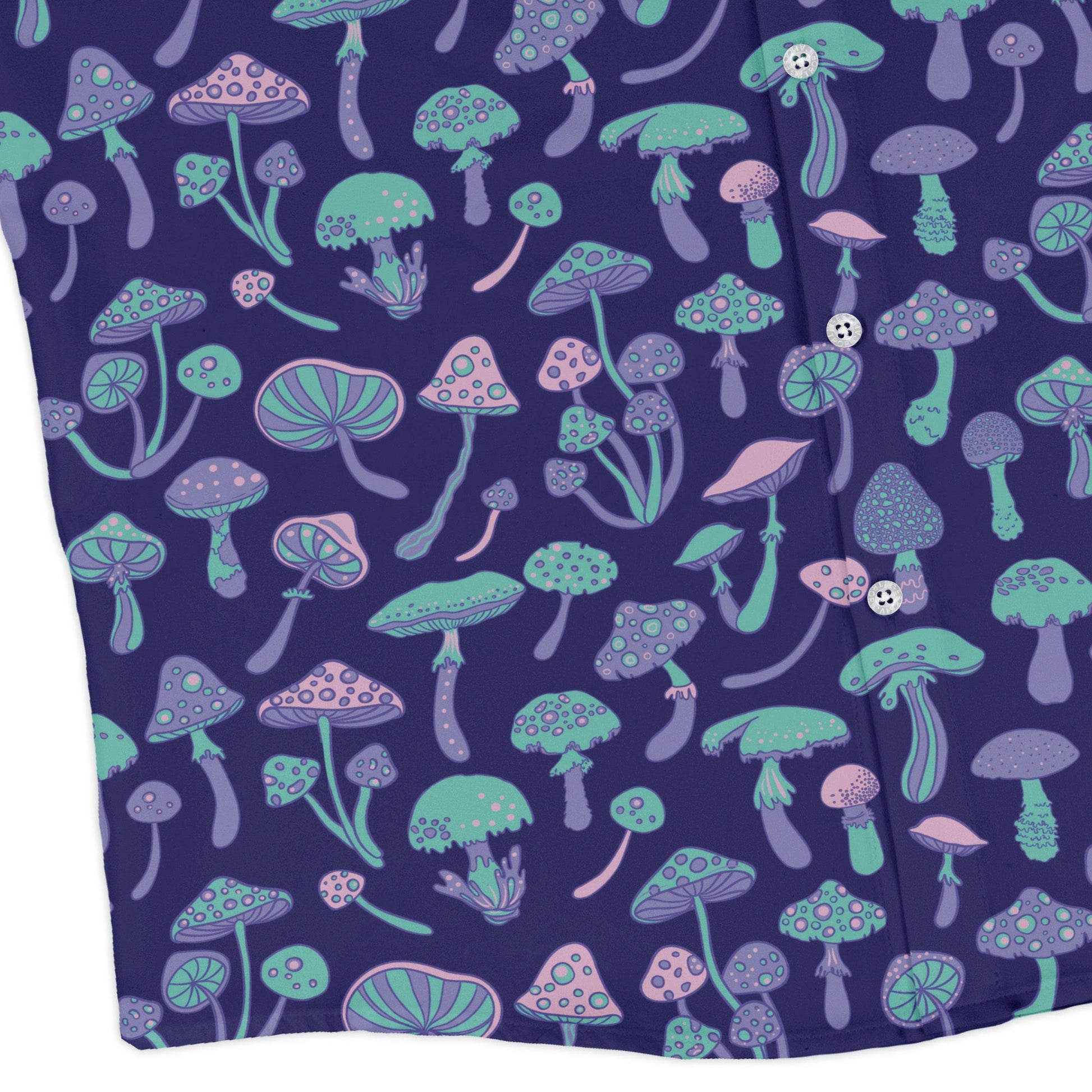 Psychedelic Mushrooms Long Sleeve Button Up Shirt Geek Nerd adult sizing Botany Print FLOW DESC WRITING