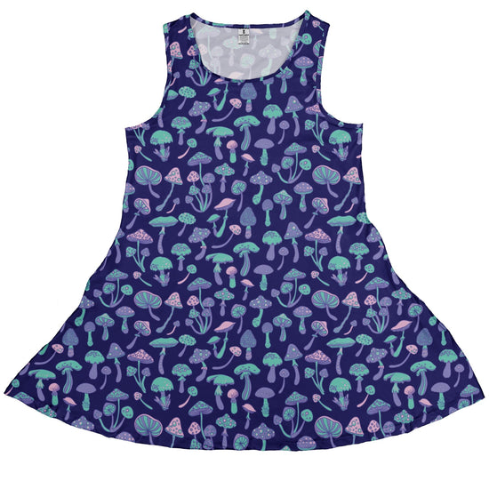 Psychedelic Mushrooms Dress Geek Nerd Botany Print lx - C