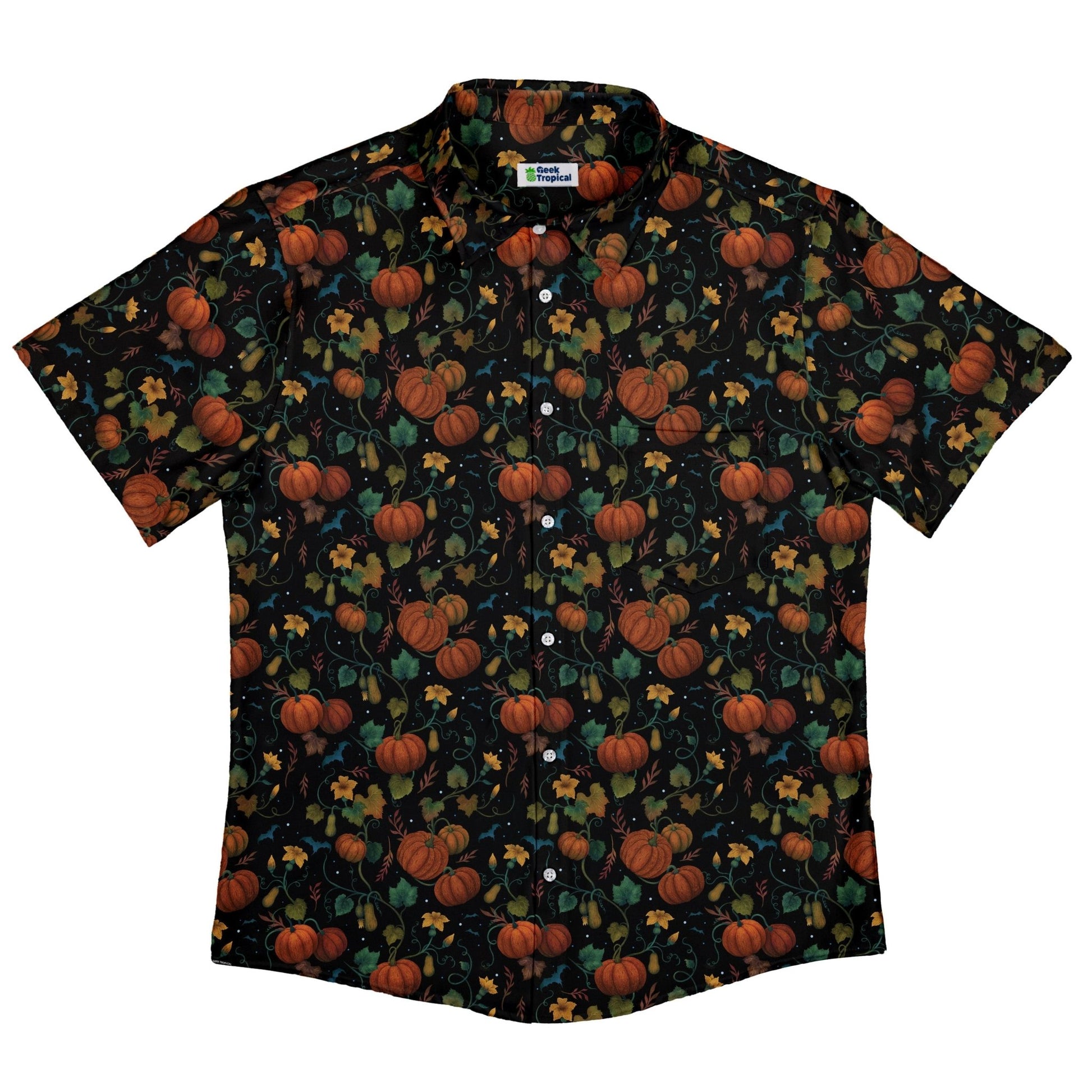 Pumpkin Bats Button Up Shirt Geek Nerd 0925 adult sizing All Adult Button Up Shirts
