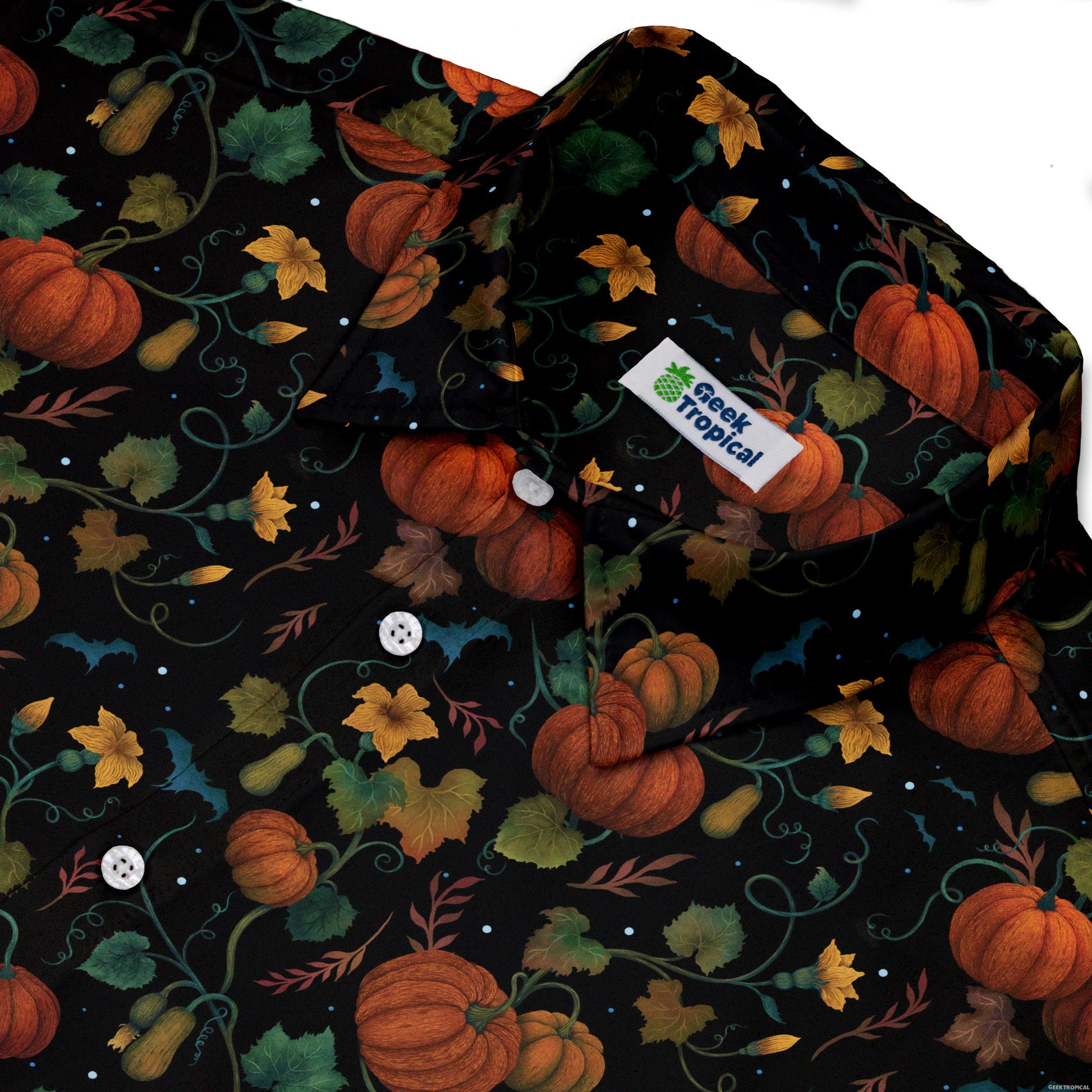 Pumpkin Bats Button Up Shirt Geek Nerd 0925 adult sizing All Adult Button Up Shirts