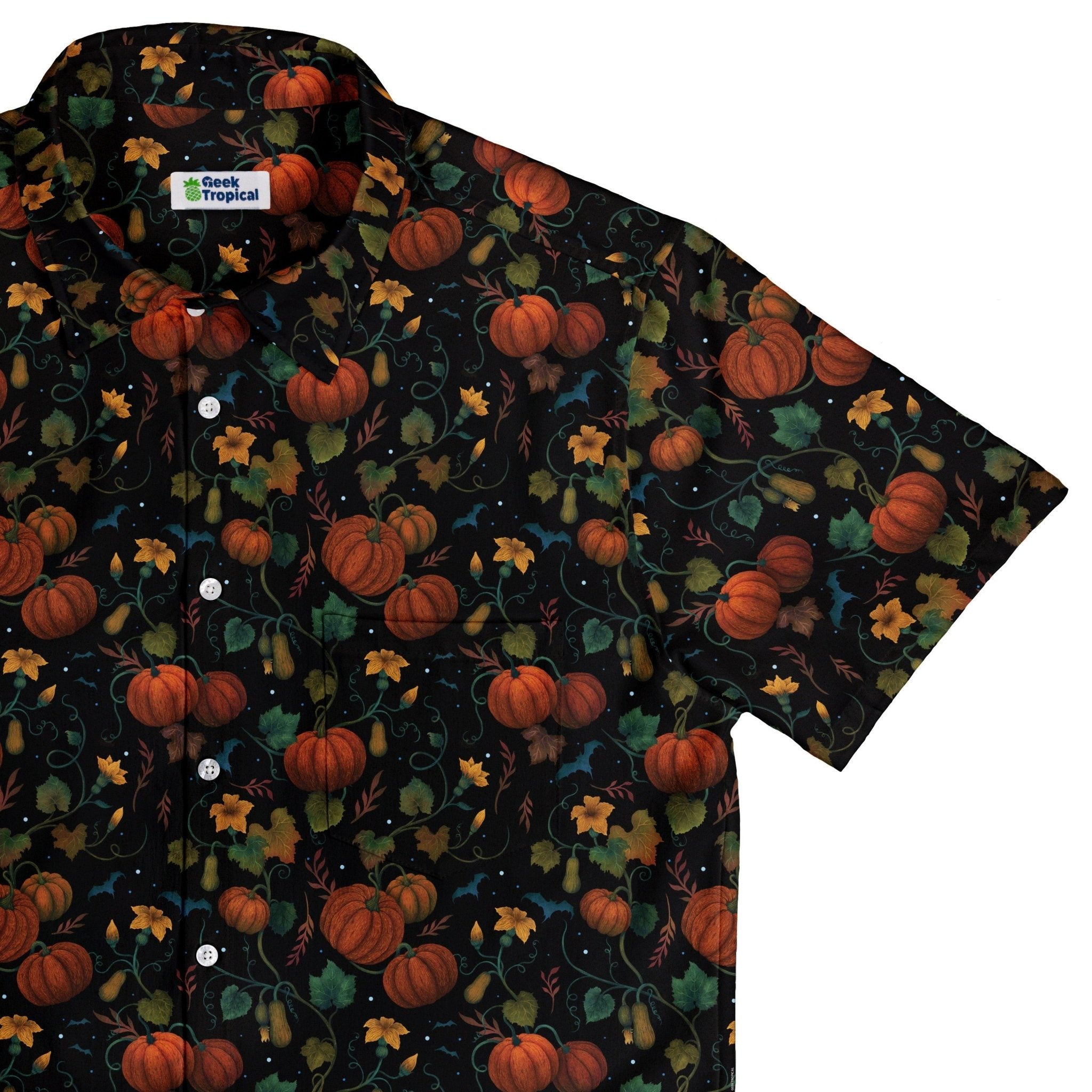 Pumpkin Bats Button Up Shirt Geek Nerd 0925 adult sizing All Adult Button Up Shirts