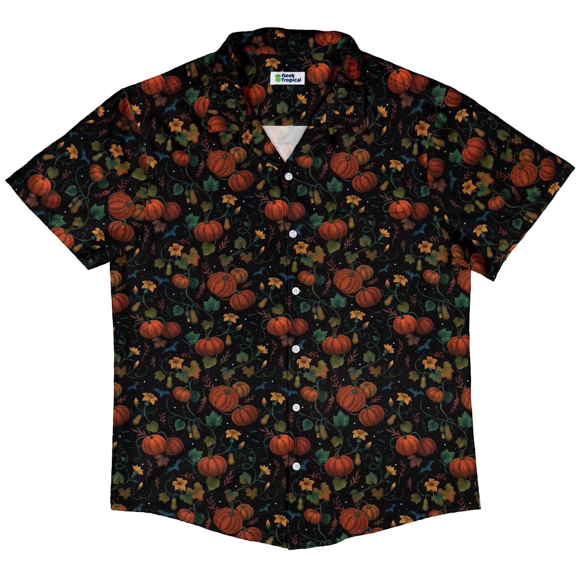 Pumpkin Bats Button Up Shirt Geek Nerd 0925 adult sizing All Adult Button Up Shirts