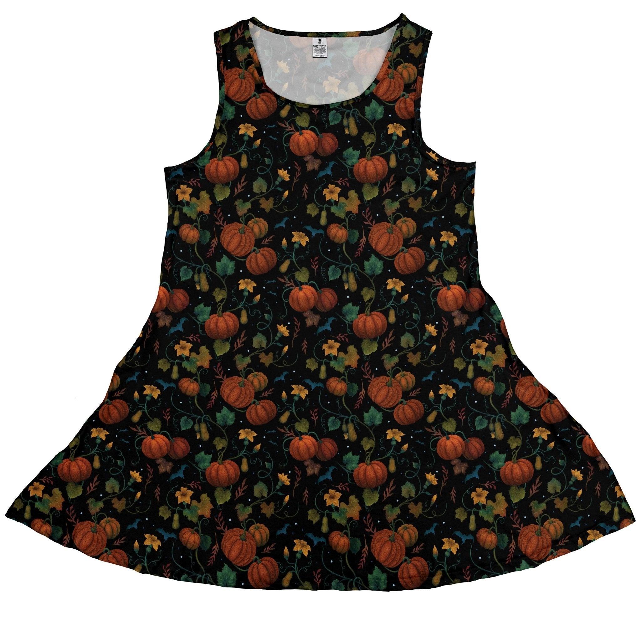 Pumpkin Bats Dress Geek Nerd 0925 Animal Patterns Botany Print