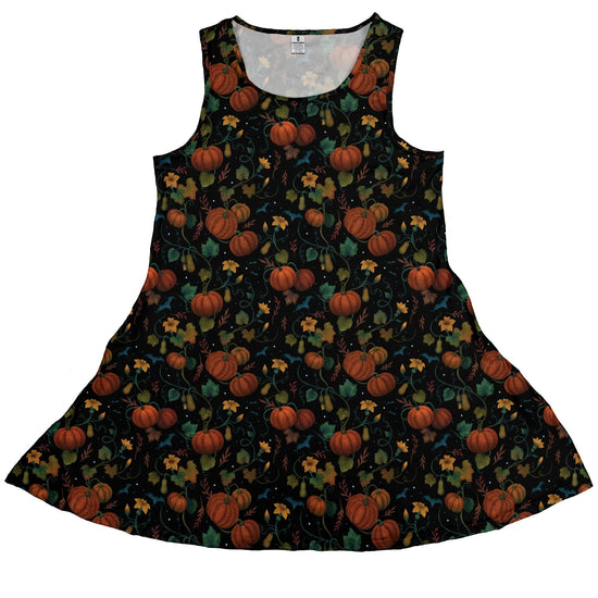 Pumpkin Bats Dress Geek Nerd 0925 Animal Patterns Botany Print