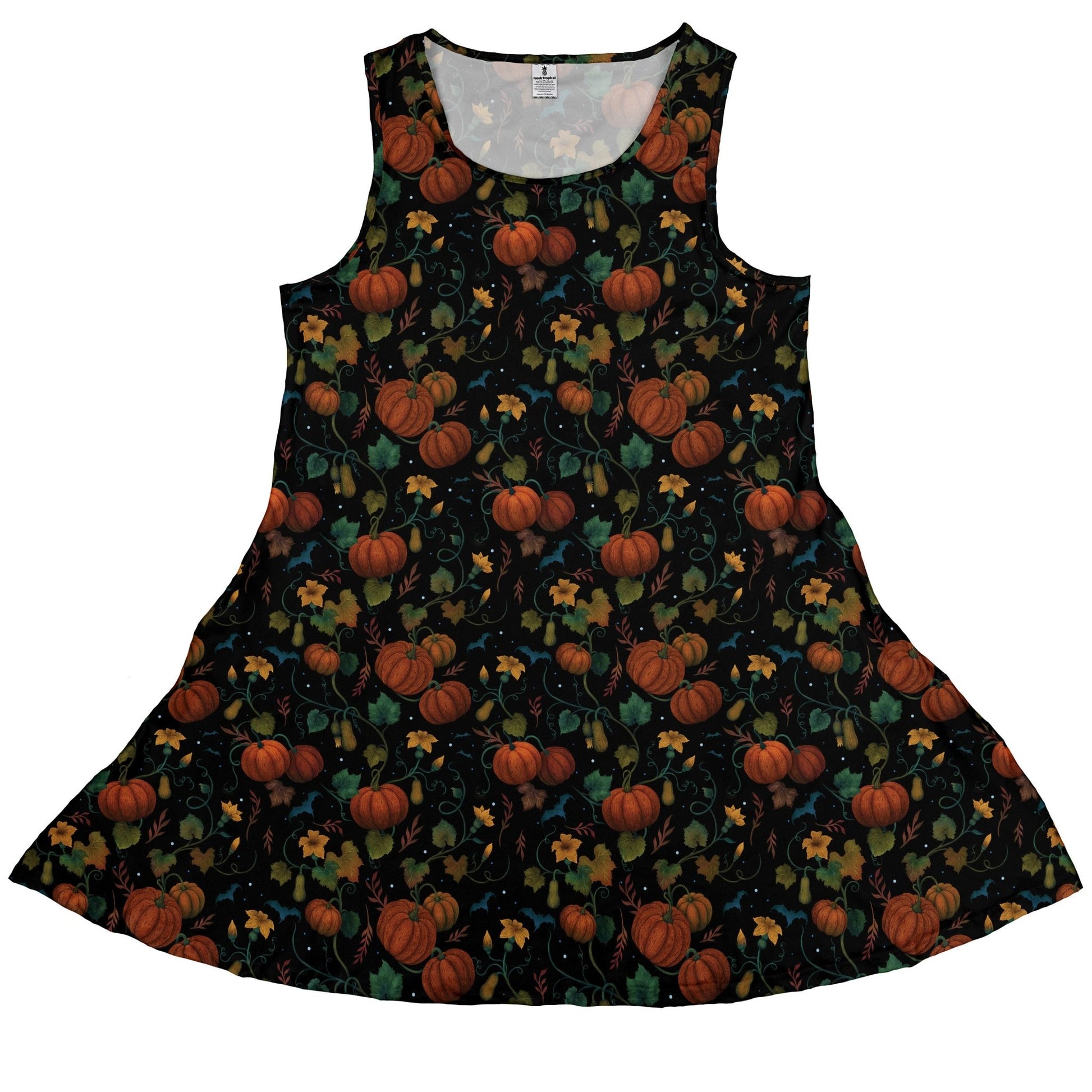 Pumpkin Bats Dress Geek Nerd 0925 Animal Patterns Botany Print