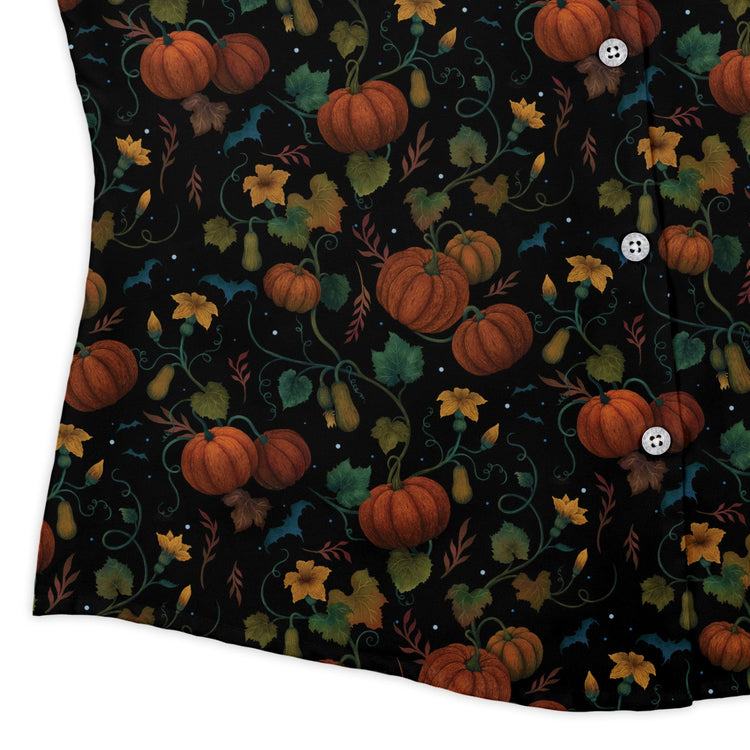 Pumpkin Bats Curvy Button Up Shirt Geek Nerd 0925 All Adult Button Up Shirts Animal Patterns