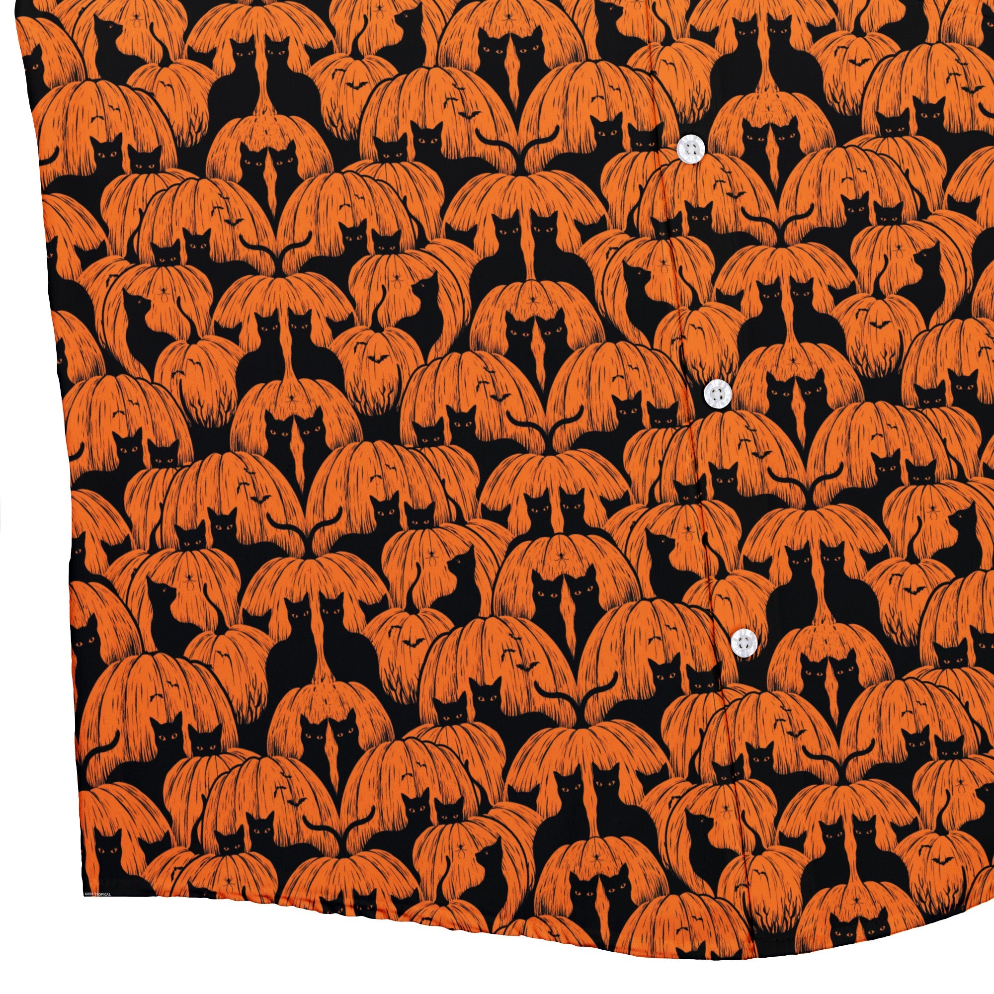Pumpkin Cats Button Up Shirt Bottom Corner