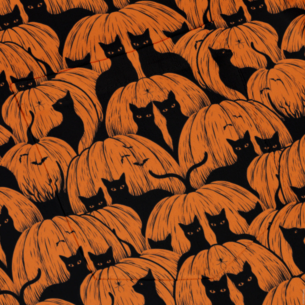 Pumpkin Cats Button Up Shirt Pocket