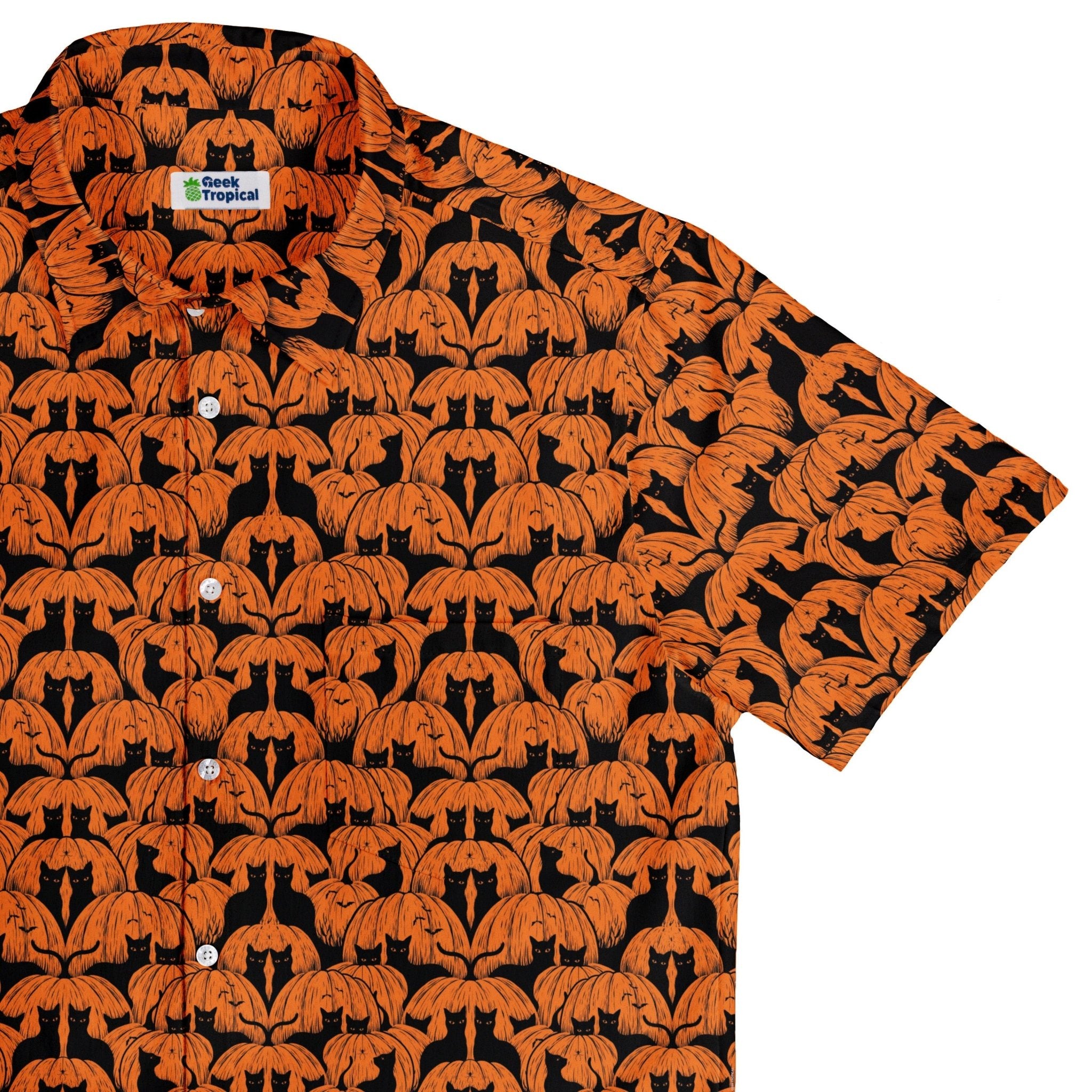 Pumpkin Cats Button Up Shirt 1