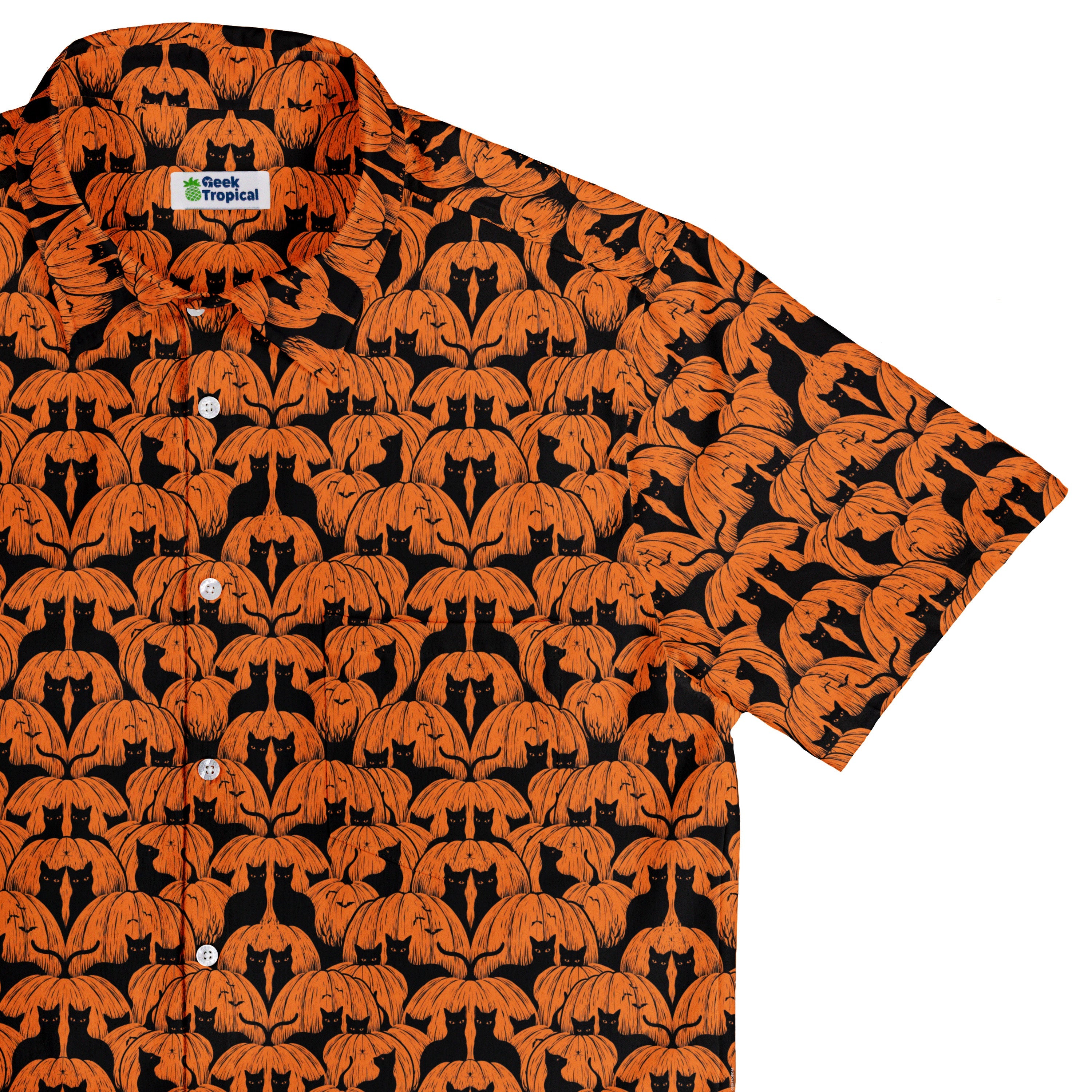 Pumpkin Cats Button Up Shirt Top Corner