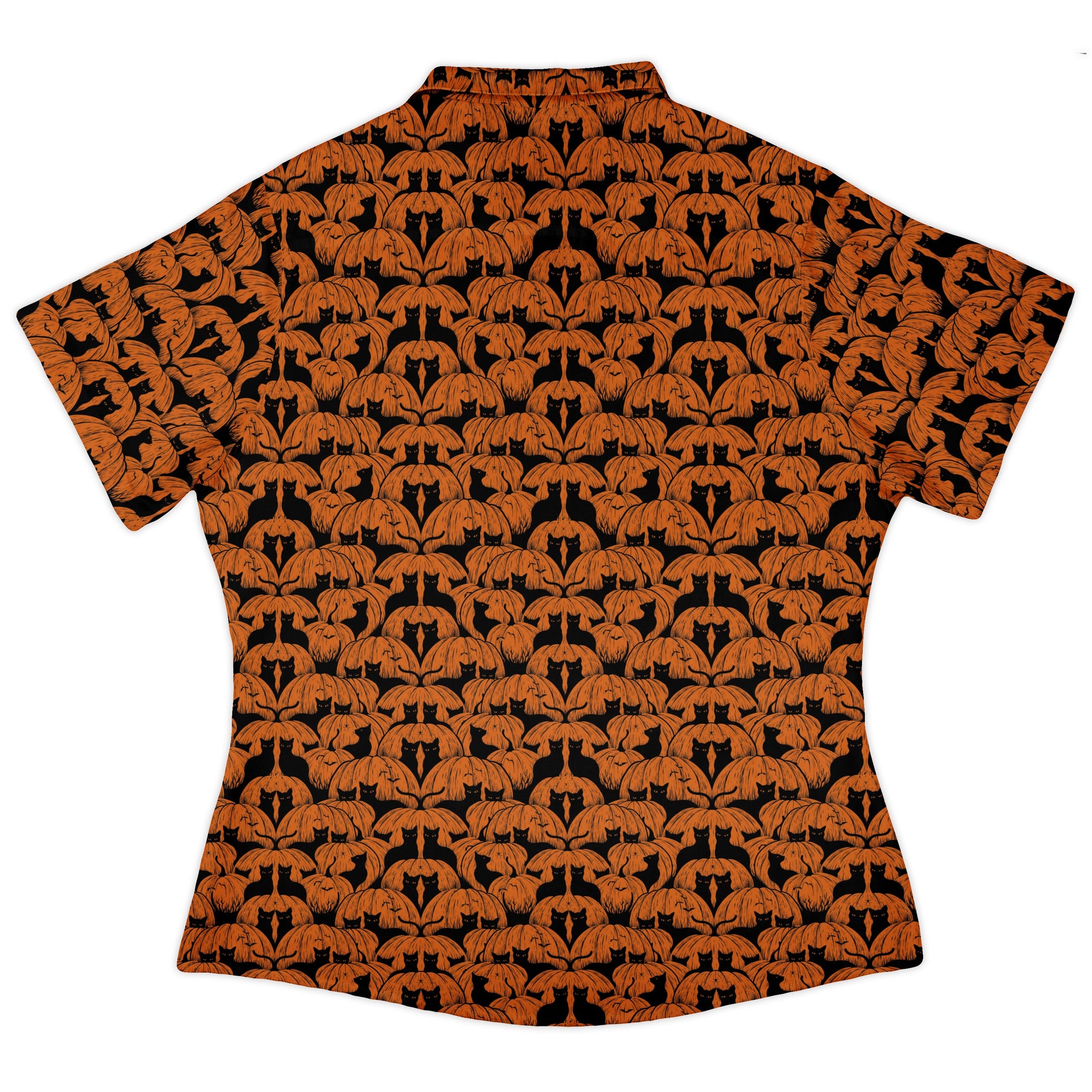 Pumpkin Cats Curvy Button Up Shirt womens back