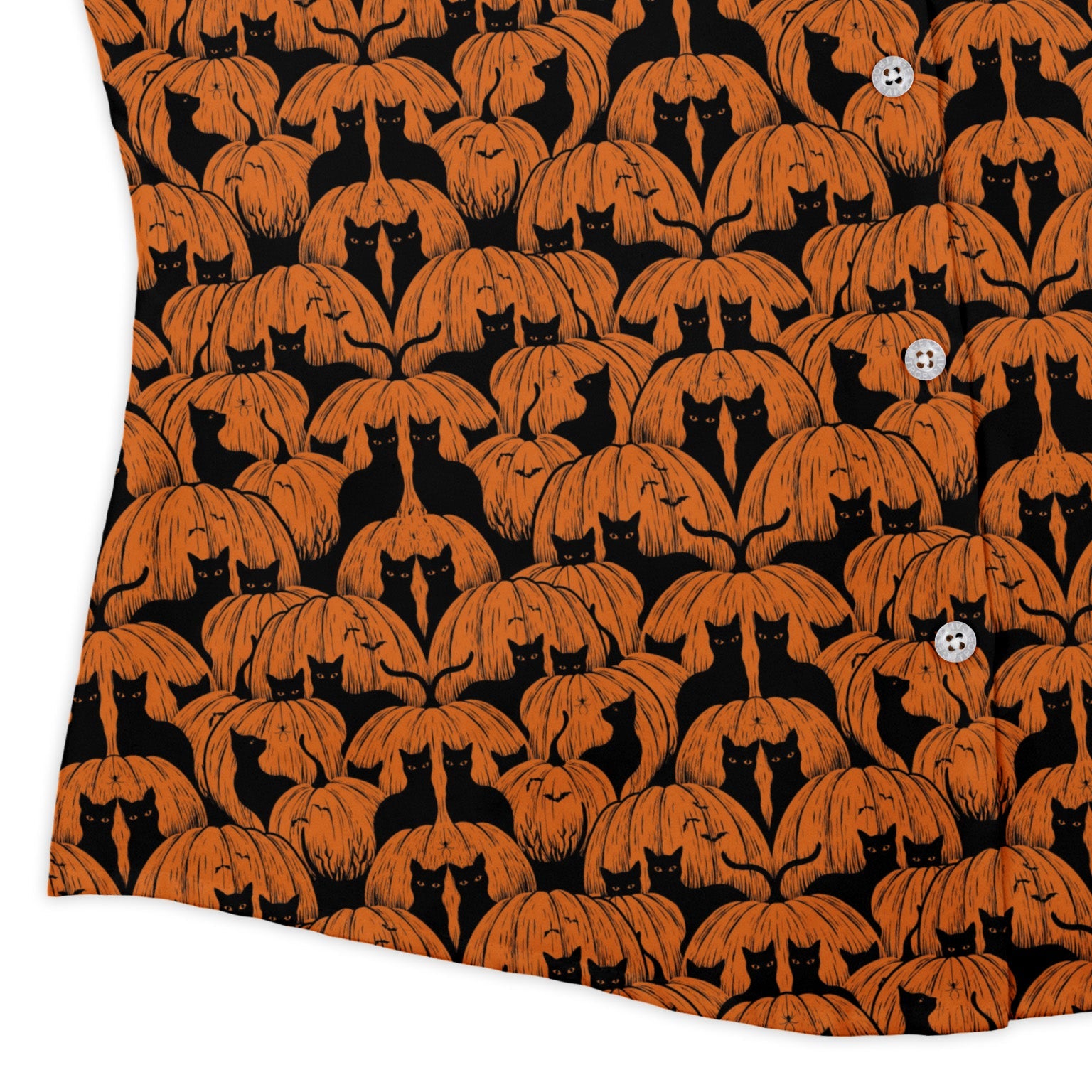 Pumpkin Cats Curvy Button Up Shirt womens corner