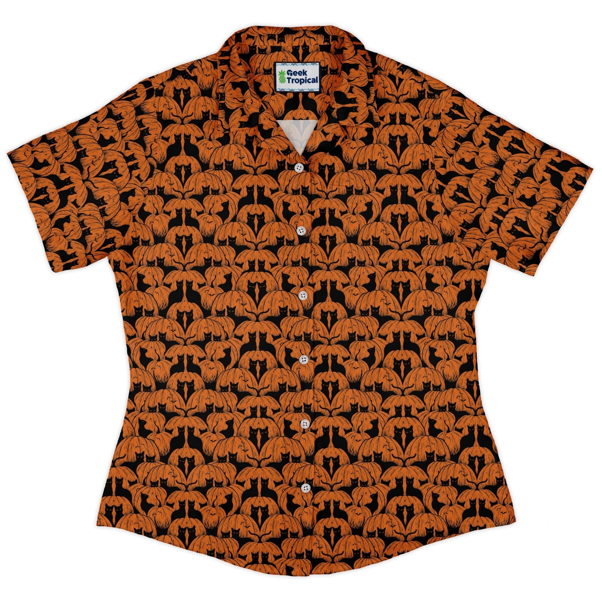 Pumpkin Cats Curvy Button Up Shirt 2