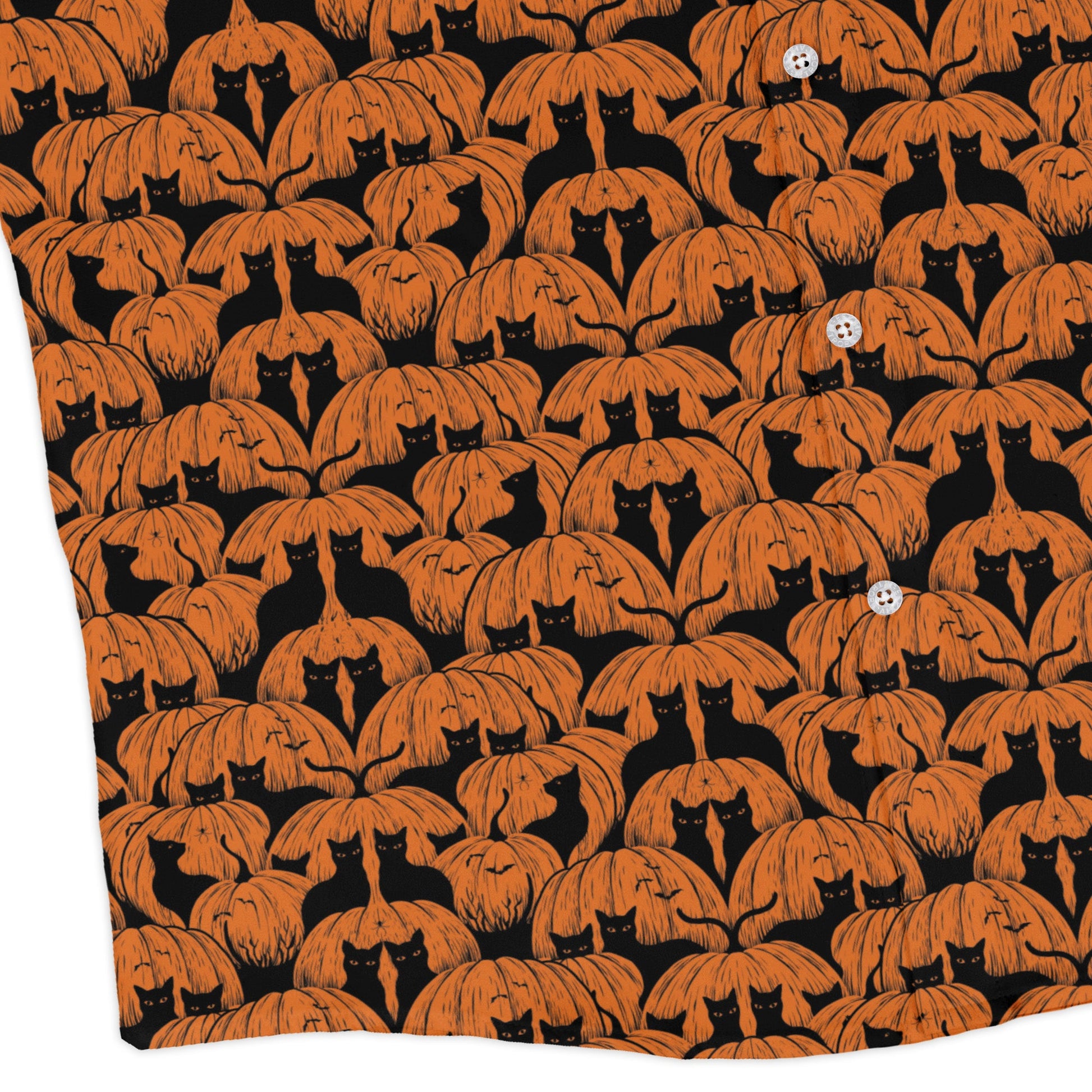 Pumpkin Cats Long Sleeve Button Up Shirt corner