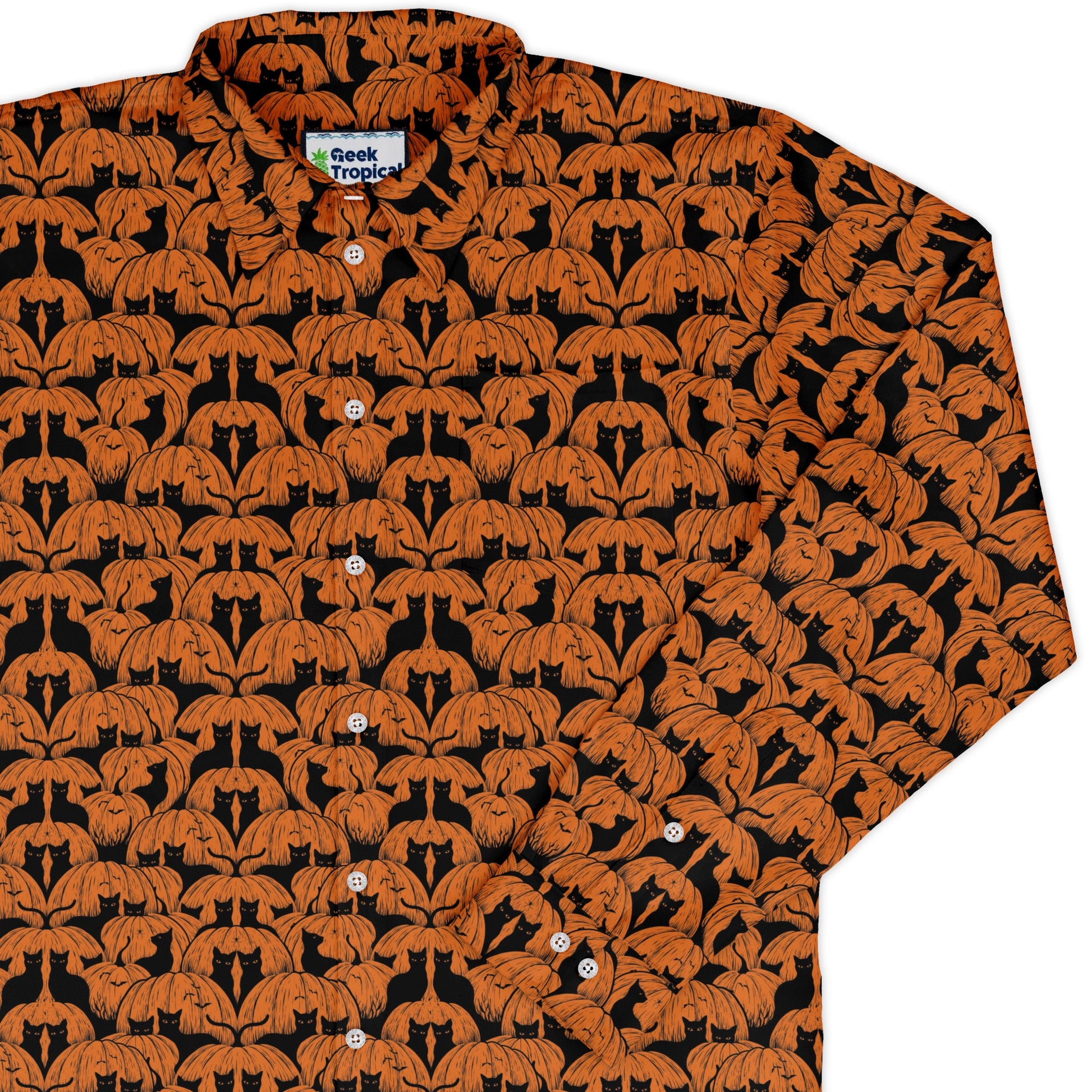 Pumpkin Cats Long Sleeve Button Up Shirt cover