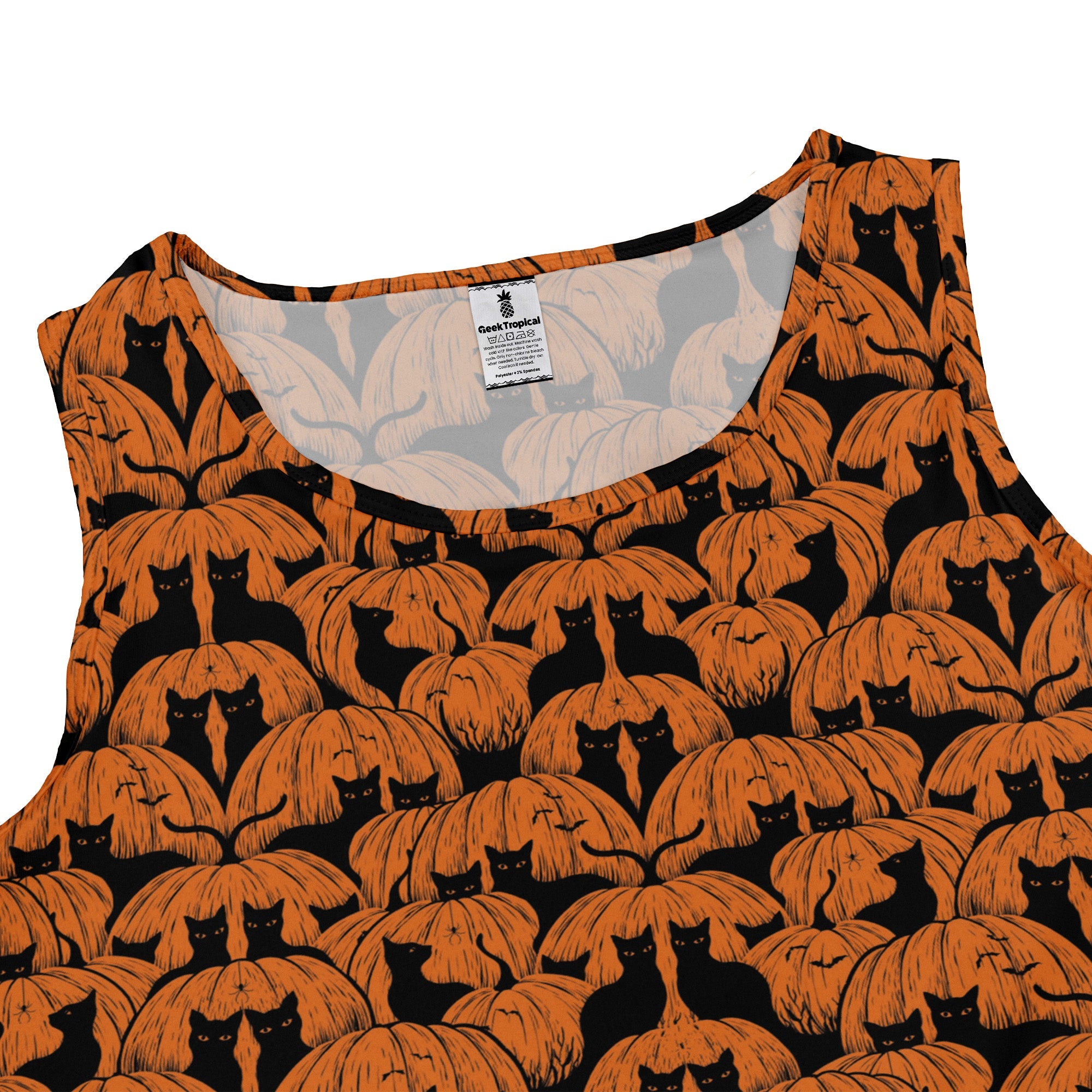Pumpkin Cats Sleeveless Dress close front