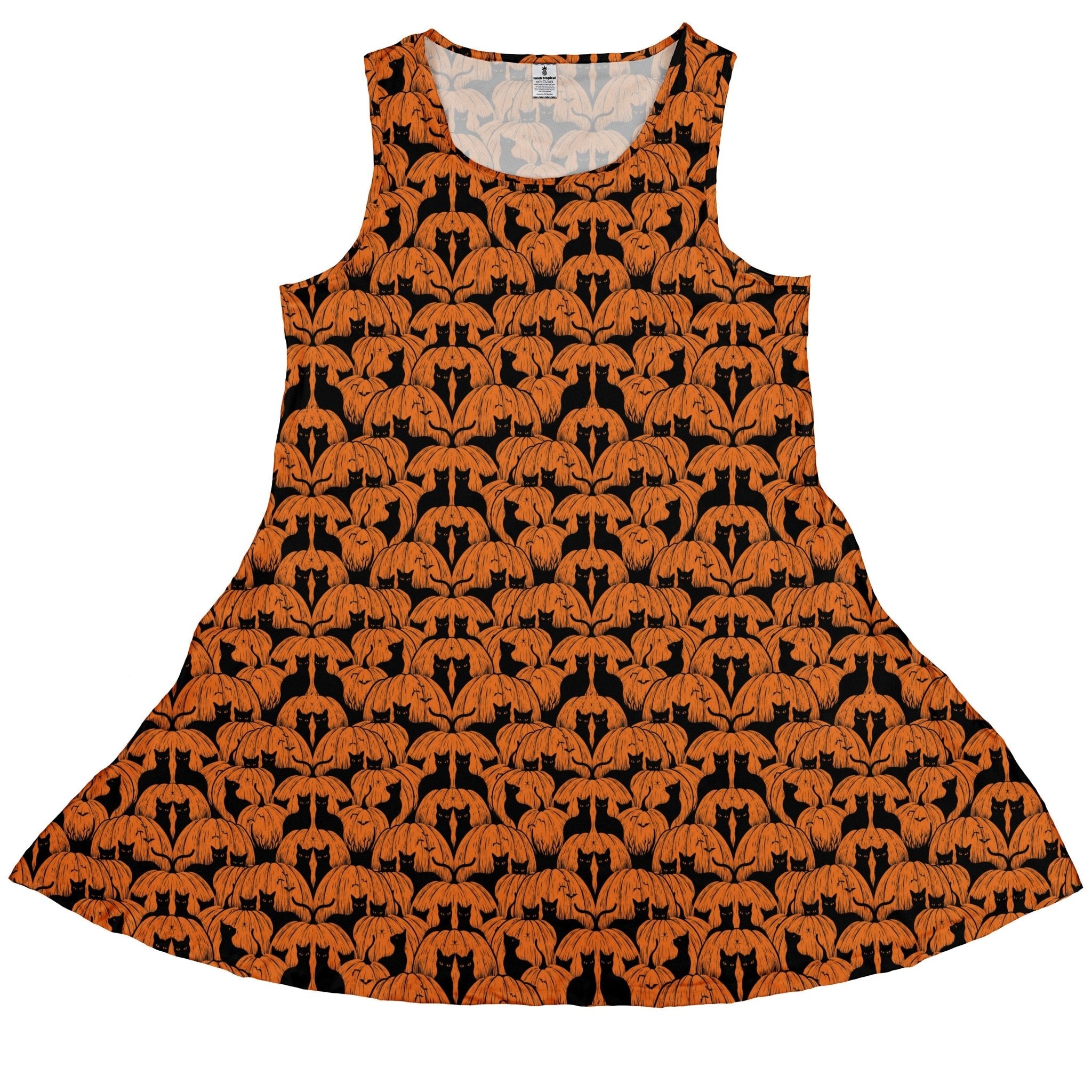 Pumpkin Cats Sleeveless Dress 1
