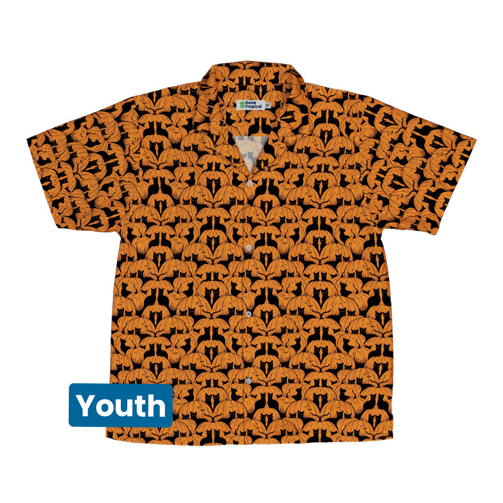 Pumpkin Cats Youth Hawaiian Shirt Front