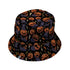 Pumpkin Field Black Cat Autumn Halloween Bucket Hat Black Stitching