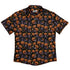 Pumpkin Field Black Cat Autumn Halloween Button Up Shirt Flat Front