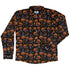 Pumpkin Field Black Cat Autumn Halloween Long Sleeve Button Up Shirt front