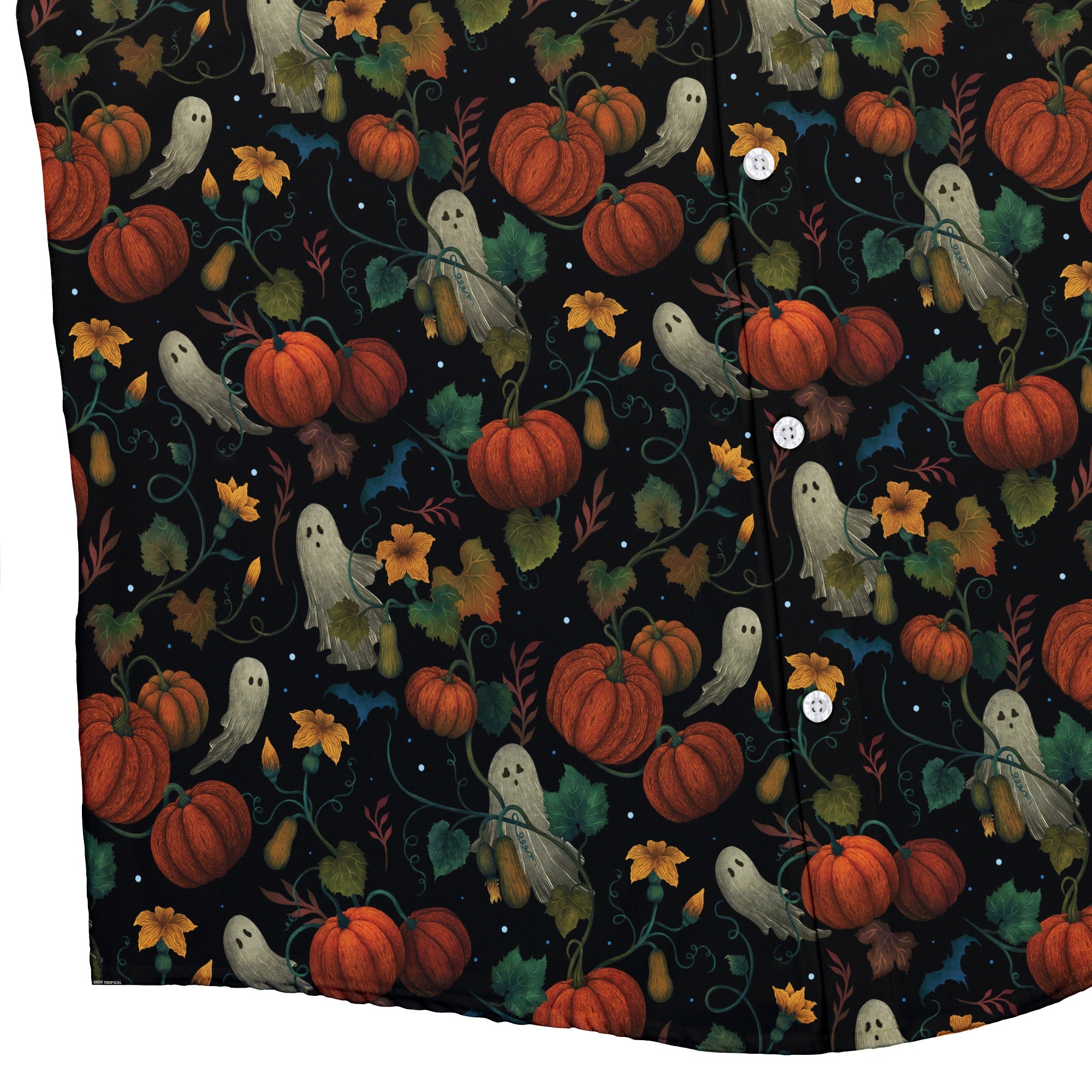 Pumpkin Ghosts Button Up Shirt Geek Nerd 0925 adult sizing All Adult Button Up Shirts