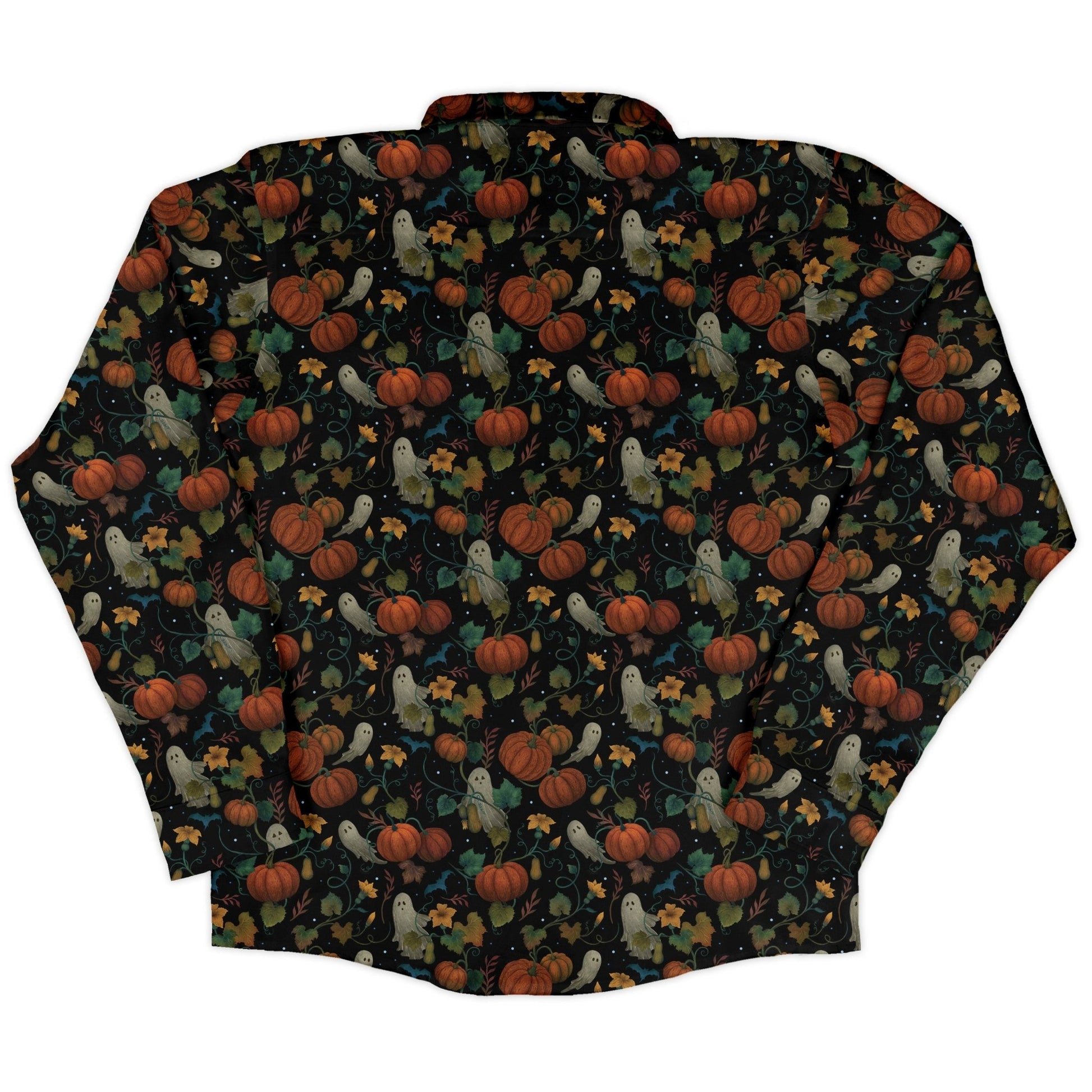 Pumpkin Ghosts Long Sleeve Button Up Shirt Geek Nerd 0925 adult sizing All Adult Button Up Shirts