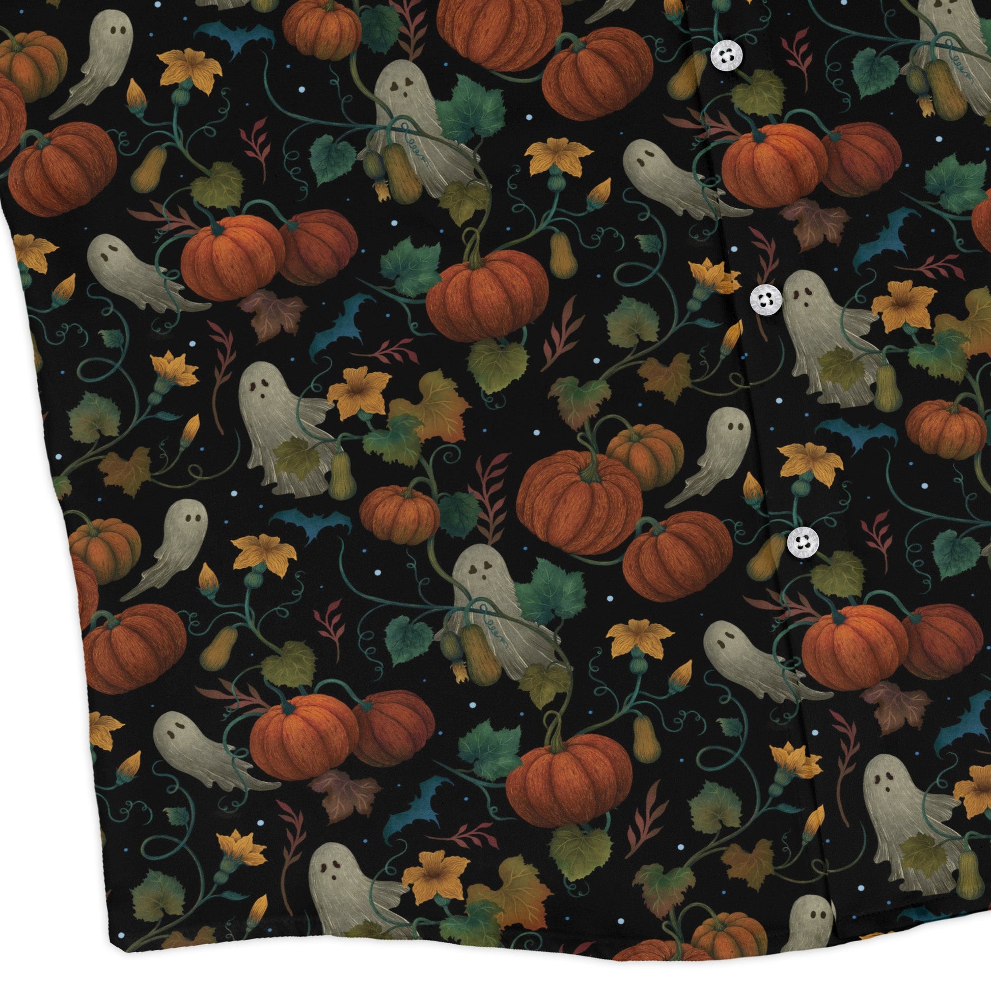 Pumpkin Ghosts Long Sleeve Button Up Shirt Geek Nerd 0925 adult sizing All Adult Button Up Shirts