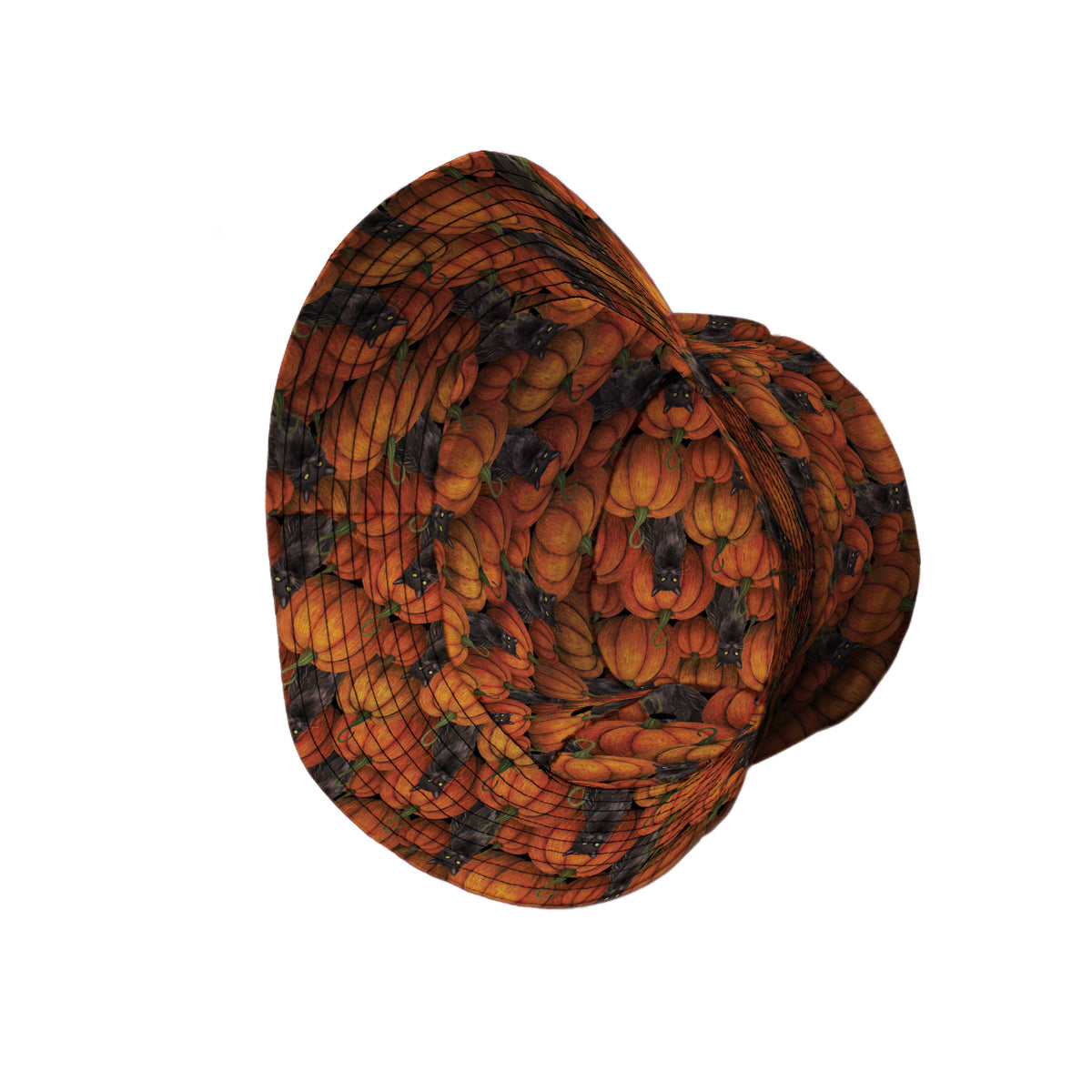 Pumpkins And Black Cats Bucket Hat Side View