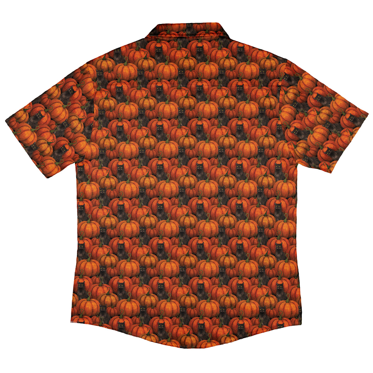 Pumpkins And Black Cats Button Up Shirt Back