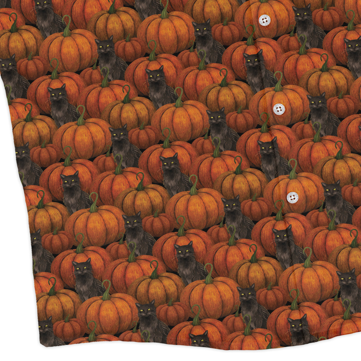 Pumpkins And Black Cats Long Sleeve Button Up Shirt corner